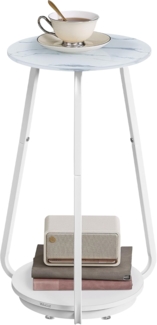 VASAGLE Beistelltisch, Beistelltisch, rund, Nachttisch mit 2 Ebenen, für Wohnzimmer, modern