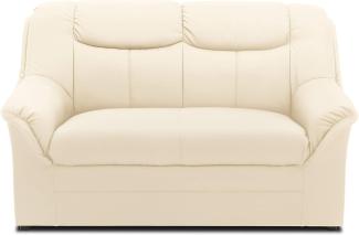 DOMO Collection Berlin Sofa | klassisches 2er Sofa | zeitlose Garnitur mit weichem Kunstleder | Maße: 143|90|89 cm (B|T|H) | Farbe: beige (weiß)