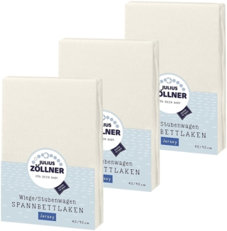 Julius Zöllner Spannbetttuch Jersey 90x40 Ecru 3er Pack