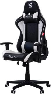 ELITE Gaming Stuhl MG200 Destiny - Ergonomischer Bürostuhl - Schreibtischstuhl - Chefsessel - Sessel - Racing Gaming-Stuhl - Gamingstuhl - Drehstuhl - Chair - Kunstleder Sportsitz (Schwarz/Weiß)