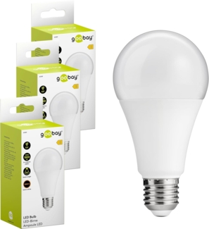 goobay 74110 E27 LED Birne 15 Watt - Warmweiße Lampe für E27 Fassungen - Energiesparend, Mattiert - Ersatz für Glühbirne - 3 Stück, Weiß