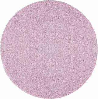 Carpetsale24 Shaggy Hochflor Teppich Wohnzimmer 200 cm Rund Rosa - Modern Flauschiger Teppich Extra Weich, Pflegeleicht und Einfarbig - Ideal als Teppich für Schlafzimmer, Esszimmer und Küche