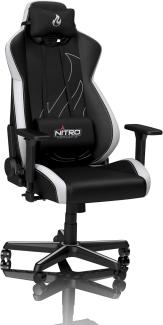 NITRO CONCEPTS S300 EX Gamingstuhl - Ergonomischer Bürostuhl Schreibtischstuhl Chefsessel Bürostuhl Pc Stuhl Gaming Sessel PU Kunstleder Belastbarkeit 135 Kilogramm - Radiant White (Weiß)