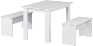 Esstisch Set Sentio Weiß 112 x 73.6 cm mit 2 Bänken Vicco