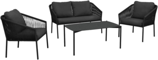 riess-ambiente Loungeset AIRE ROPE anthrazit · wetterfeste Sitzgruppe inkl. Tisch und Kissen, (Set, 4-tlg), Für Terrasse & Balkon · Tisch mit Sitzmöglichkeiten · Outdoor · Garten