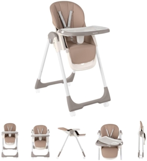 Kikkaboo Kinderhochstuhl Spicy faltbar, Tisch abnehmbar, verstellbar, 4 Räder hellbraun