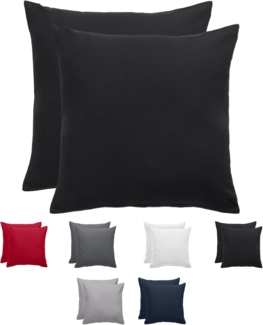 Komfortec Kissenbezug 40x40 2er Set - 100% Mikrofaser, Weich & Atmungsaktiv, mit Reißverschluss - Kopfkissenbezug - Waschbar & Pflegeleicht - Schwarz