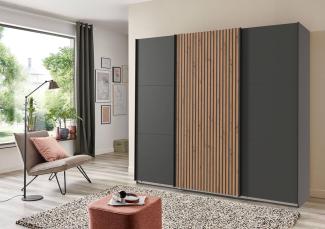 Schwebetürenschrank >Andorra< in Graphit / Artisan Eiche - 250x216x65cm (BxHxT)