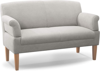 CAVADORE 2-Sitzer Küchensofa Malm, Sitzbank für Küche oder Esszimmer inkl. Armteilverstellung, Leichte Fleckentfernung dank Soft Clean, 152 x 97 x 78, Flachgewebe: hellgrau