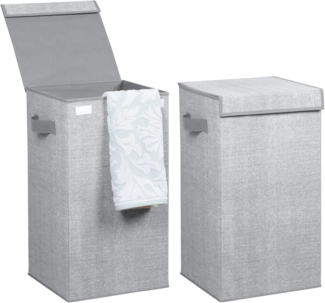 mDesign Wäschekorb Wäschetruhe Wäschebox Deckel Griffe faltbar 2er Set Grau