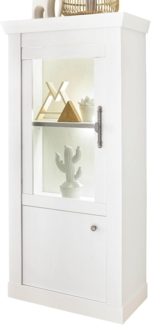 Vitrine Fiastra in weiß Pinie Landhaus 70 x 146 cm