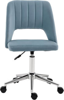 Vinsetto Bürostuhl Drehstuhl Schreibtischstuhl Höhenverstellbar 360° drehbar Jakobsmuschel-Form mit Nahtlinien-Design Schaumstoff Samtartiges Polyester Blau 49 x 54 x 79-91 cm