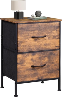 WLIVE Kommode, 2 kommode mit schubladen,Stoffschubladen mit Auszügen,für Schlafzimmer, Flur,Wohnzimmer, Kinderzimmer, mit stabilem Stahlrahmen und Holzpaneelen, Vintage Braun