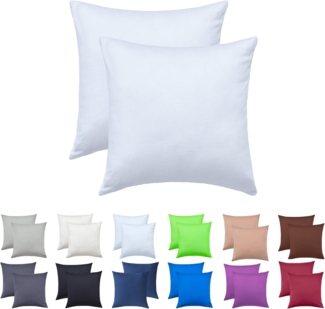 NatureMark Kissenbezüge 2er Pack Jersey Kissenbezug Kissenhülle, (2 Stück), Kissenhülle in vielen Größen und Farben (40 x 40 cm, Weiß)