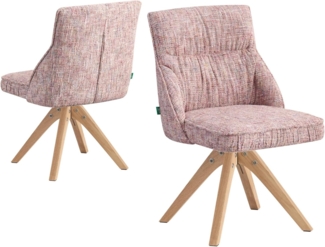 DUBI Möbel Polsterstuhl TALINA, 360° drehbar Massivholz Eiche Natur 2er-Set