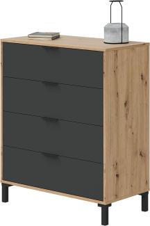 Habitdesign Kommode, Melamin Holz Aluminium, Mediano