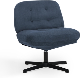 COLAMY Ergonomischer Bürostuhl Ohne Rollen, Schneidersitz Stuhl, Criss Cross Chair, 360° Drehbar Lehnstühle Lounge, Schminktisch Stuhl für Home Office, Blau