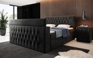 Boxspringbett Velano mit TV Lift und Stauraum 140x200 Schwarz H2