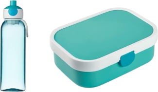 Mepal - Pausenset Campus Türkis - Wasserflasche und Brotdose mit Bento-Einsatz ideal für Schule und Freizeit bruchfestes Material - auslaufsicher - Spülmaschinengeeignet