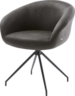 Drehstuhl Vinka-Flex mit Armlehnen Mikrofaser Anthrazit Vintage Kreuzgestell konisch Schwarz 180° drehbar Taschenfederkern