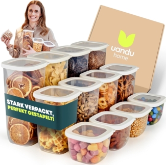 uandu home Vorratsdose Vorratsdosen mit Deckel Luftdicht, Vorratsbehälter Set, BPA Frei, (Vorratsbehälter Set, Aufbewahrungsbox Küche, Luftdichte Aufbewahrungsbox im Set inkl. 80 Etiketten, BPA Frei Kunststoff, Vorratsbehälter Set, Vorratsdosen für all...