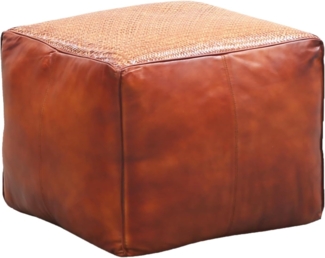 Marrakesch Orient & Mediterran Interior Pouf Vintage Pouf Sitzkissen Hocker aus Leder Griffit