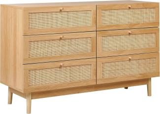 Kommode mit 6 Schubladen NIVO 76 cm Heller Holzfarbton