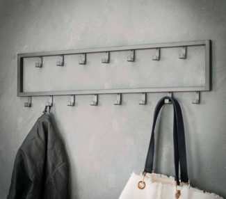 Hakenleiste JON mit 15 Haken Wandgarderobe im Dark-Silver-Finish