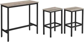 Vasagle Bartisch, Küchentisch, Küchentresen, rechteckiger Stehtisch, stabiles Metallgestell, 100 x 40 x 90 cm, einfacher Aufbau, schmal, Greige-schwarz & Barhocker, 2er Set, 40 x 30 x 65 cm