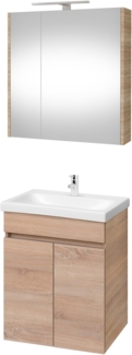 Waschtisch + Spiegelschrank Badmöbel Set 64cm für Badezimmer WC (Sonoma Eiche)