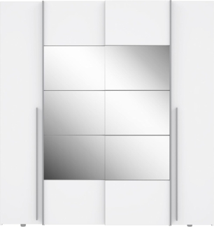 Forte 'Narago' Kleiderschrank, Holzwerkstoff weiß, 200,1 x 210 x 61,2 cm, mit Spiegel