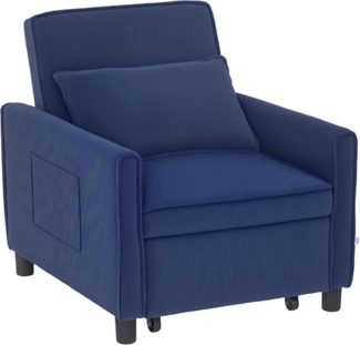 HOMCOM Sessel Schlafsessel (Liegestuhl, 1-St, Klappbett), für Wohnzimmer, Kord, Schwarz