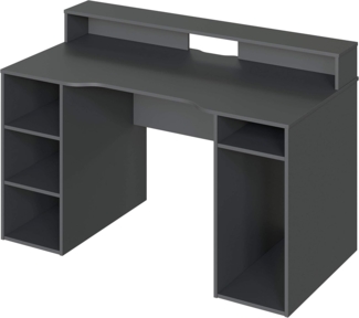 Habitdesign Ozone, Gamertisch, Computertisch, Finish in Anthrazit, Maße: 136 cm (L) x 67 cm (B) x 73-88 cm (H).