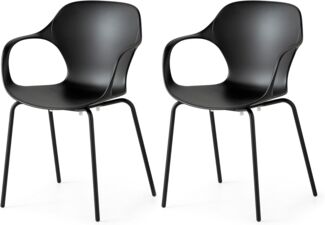Connubia, 2 Stühle OPS! Metallgestell schwarz matt Sitz aus recyceltem Polypropylen 100% schwarz matt