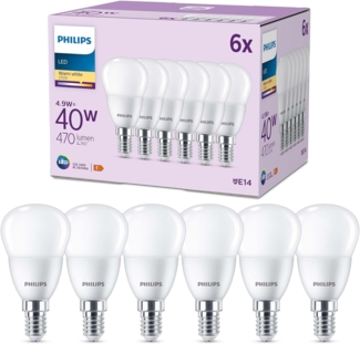 Philips LED classic Lampe 40W E14 Tropfe Warmw 470lm matt 6erP