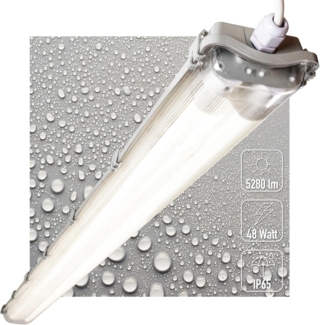 proventa LED Deckenleuchte Feuchtraumleuchte, LED, mit LED-Röhren 150 cm 2x 24W neutralweiß IP65