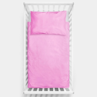 2-teiliges Baby Kinder Bettbezug 120x90 cm mit Kopfkissenbezug (Rosa)