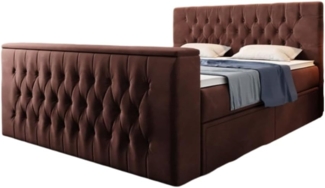 Boxspringbett Vulnero mit TV Lift und Stauraum (2 Schubladen) 160x200 Braun H2 (bis 70kg)