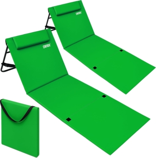 DEUBA 2x Strandmatte - gepolstert, mit Lehne und Tasche grün