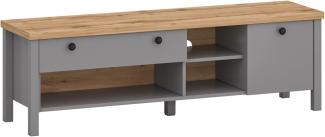 Lowboard TV-Unterschrank Melini 146x38x46cm schiefergrau Eiche Delano hell