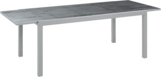 greemotion Ausziehtisch Monza, Glastischplatte, Keramiklook, 160/240 x 75 x 90 cm, Silber / Grau