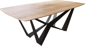 Esstisch Edge Boot 200x100x2,5-3 Eiche Natur Spider Flachstahl Schwarz Schweizer Kante