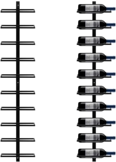 Yaheetech Weinregal Flaschenhalter Flaschenregal Aufbewahrungsregal für die Wand aus Metall 10 Flaschen, Schwarz