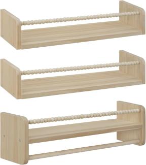 WOLTU 3er Set Kinder Bücherregal Wand, 50cm Wandregal Kinderzimmer, aus Massivholz, Hängeregal Schweberegal Kinderregal, Montessori Regal, für Bücher Spielzeug