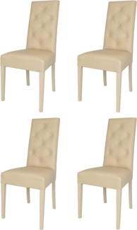 t m c s Tommychairs - 4er Set Moderne Stühle Chantal für Küche und Esszimmer, robuste Struktur aus lackiertem Buchenholz Farbe Sand, gepolstert und mit Kunstleder Farbe Sand bezogen