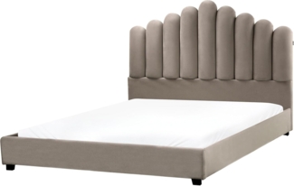 Bett mit Lattenrost Samtstoff VINCENNES 160 x 200 cm Taupe