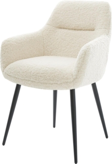 Esszimmerstuhl Pejo-Flex Teddystoff Beige 4-Fuß konisch Schwarz Taschenfederkern