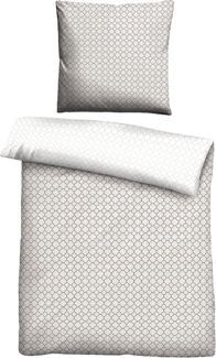 biberna 0636045 Mako-Satin Bettwäsche GRAFIK - MIX & MATCH, taupe, 1x 200x200 cm + 2x 80x80 cm