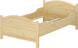 ERST-HOLZ Bett Breites Bettgestell Hoch für Senioren 120 x 200 Kiefer, Kieferfarblos lackiert