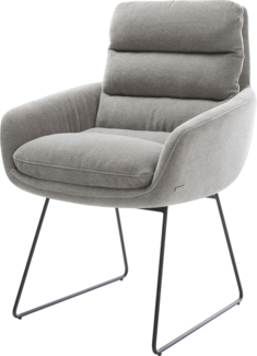 Esszimmerstuhl Abelia-Flex mit Armlehnen Strukturstoff Soft Grau Kufengestell Schwarz